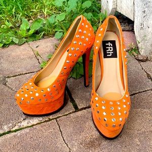FRH orange studded heels